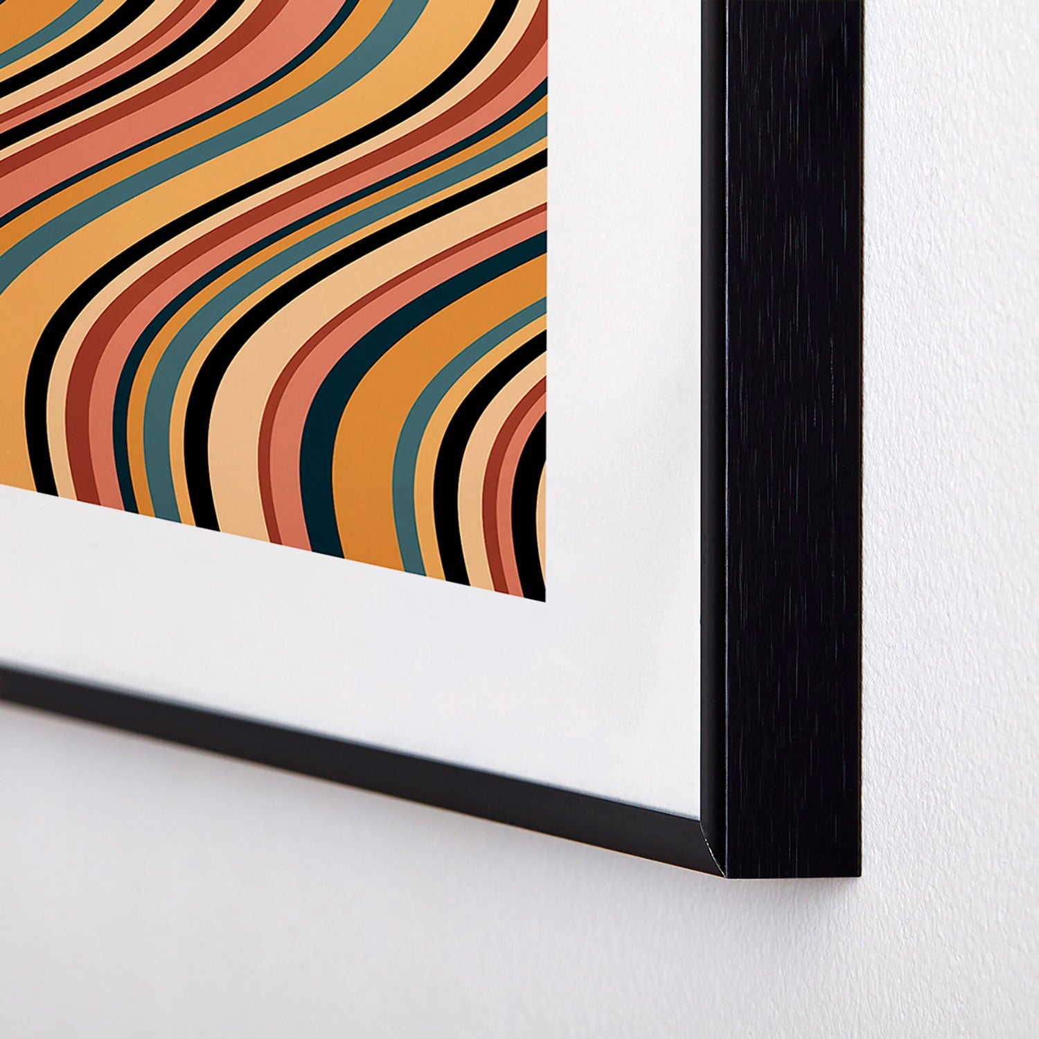 Colour Poems Wavy Retro Stripes I Metal Framed Art Print