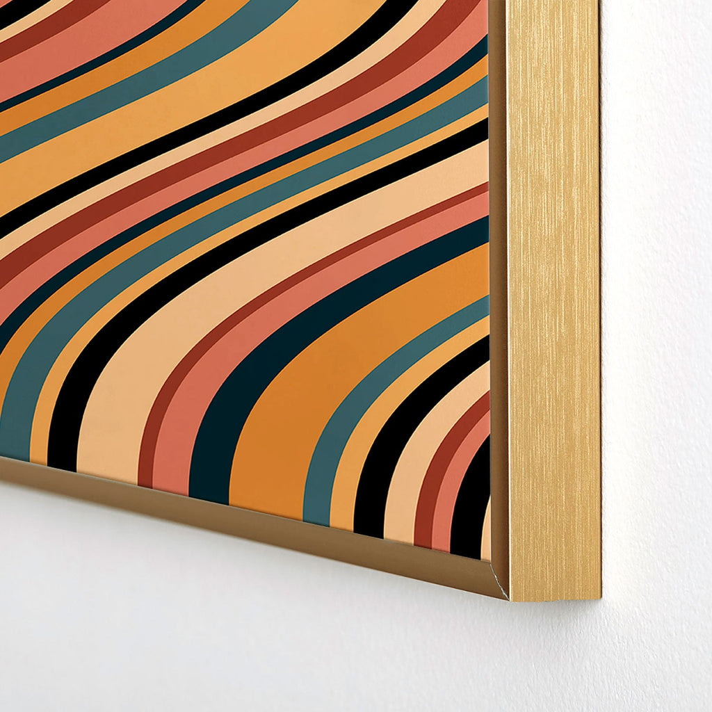 Colour Poems Wavy Retro Stripes I Square Metal Framed Art Print