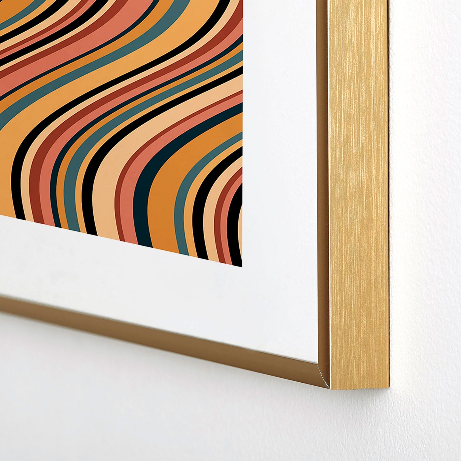 Colour Poems Wavy Retro Stripes I Metal Framed Art Print