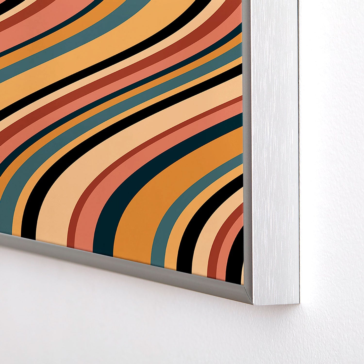 Colour Poems Wavy Retro Stripes I Square Metal Framed Art Print