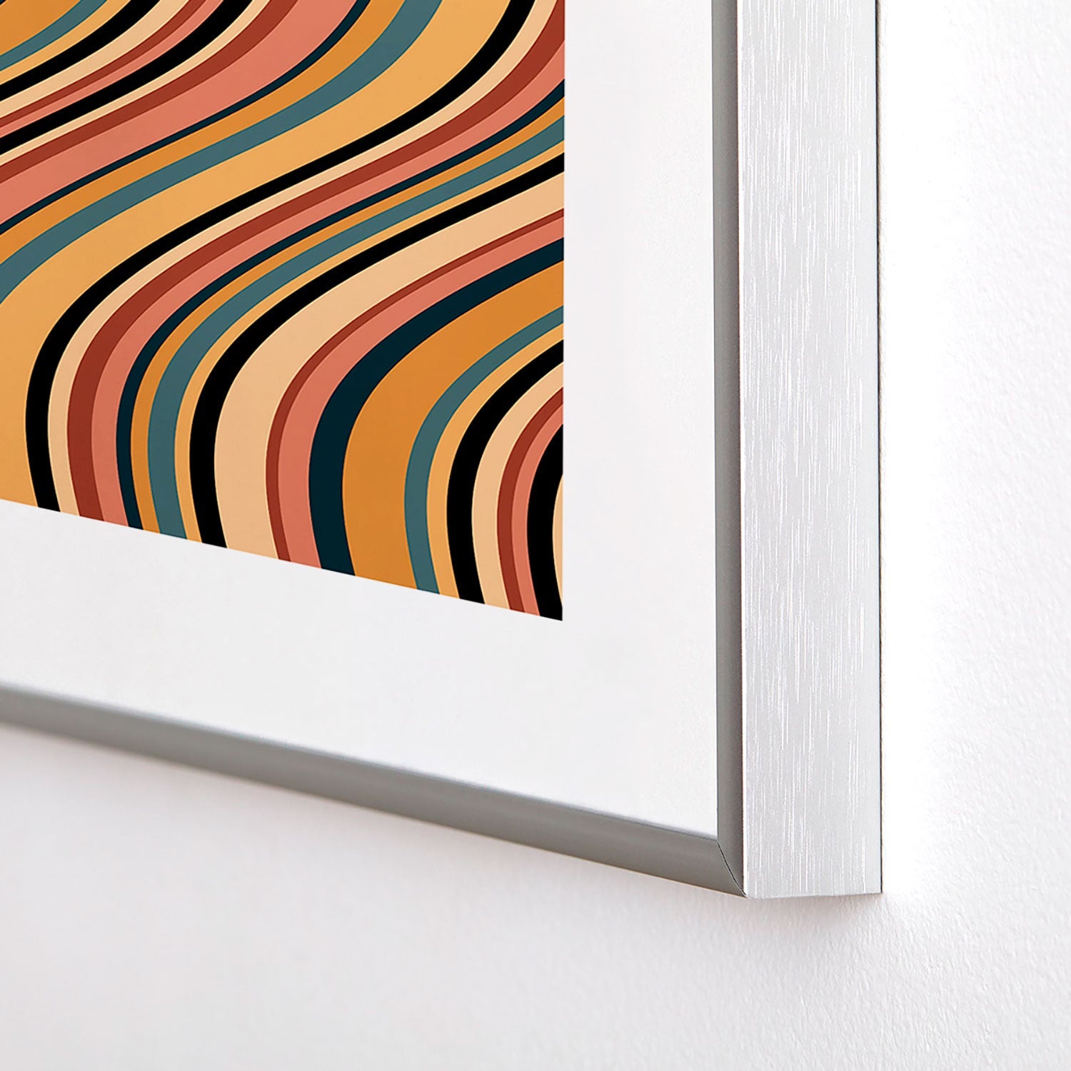 Colour Poems Wavy Retro Stripes I Metal Framed Art Print