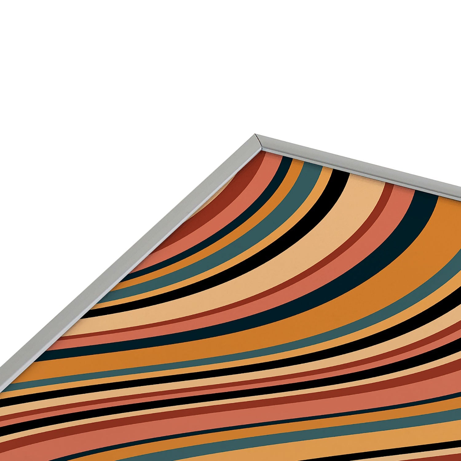 Colour Poems Wavy Retro Stripes I Square Metal Framed Art Print