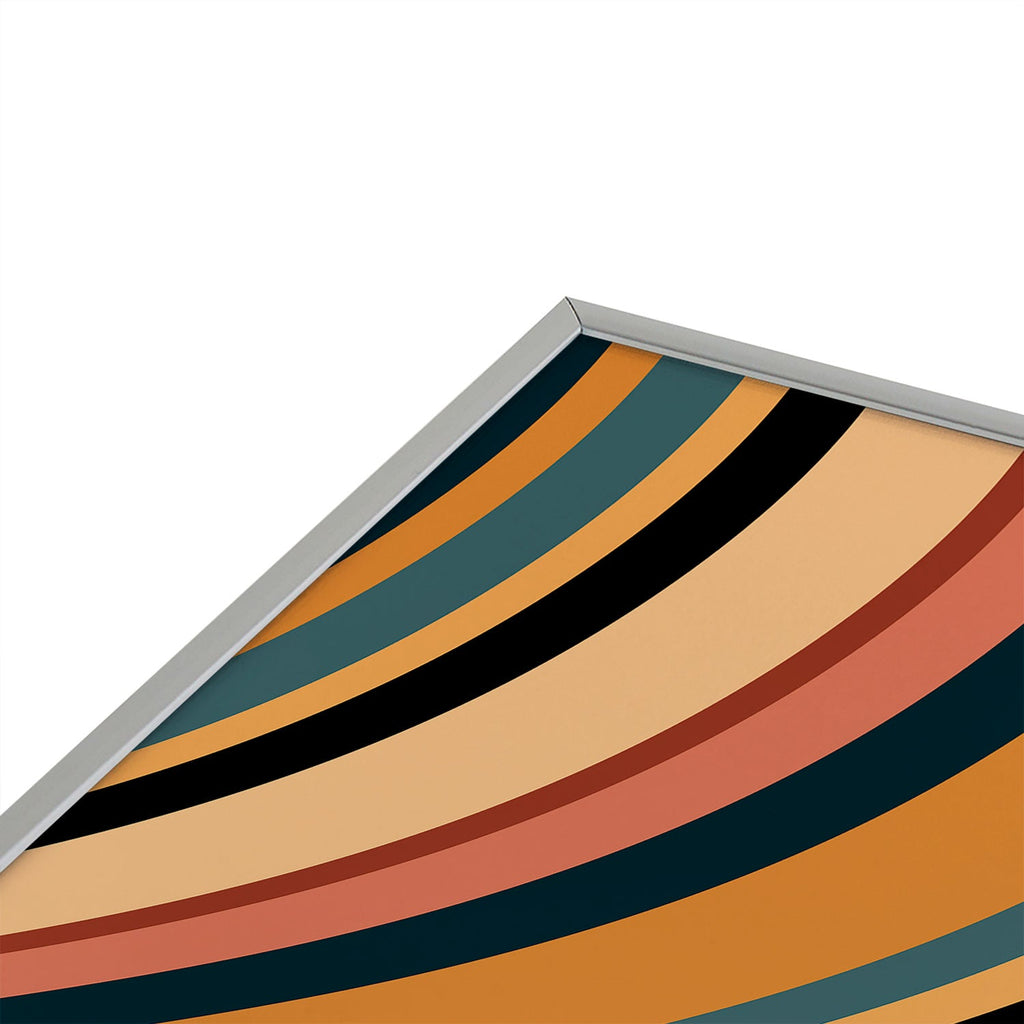 Colour Poems Wavy Retro Stripes I Square Metal Framed Art Print