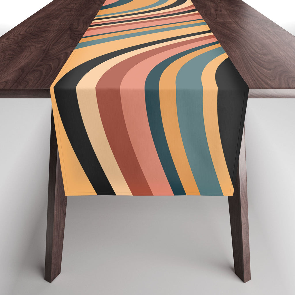 Colour Poems Wavy Retro Stripes I Table Runner
