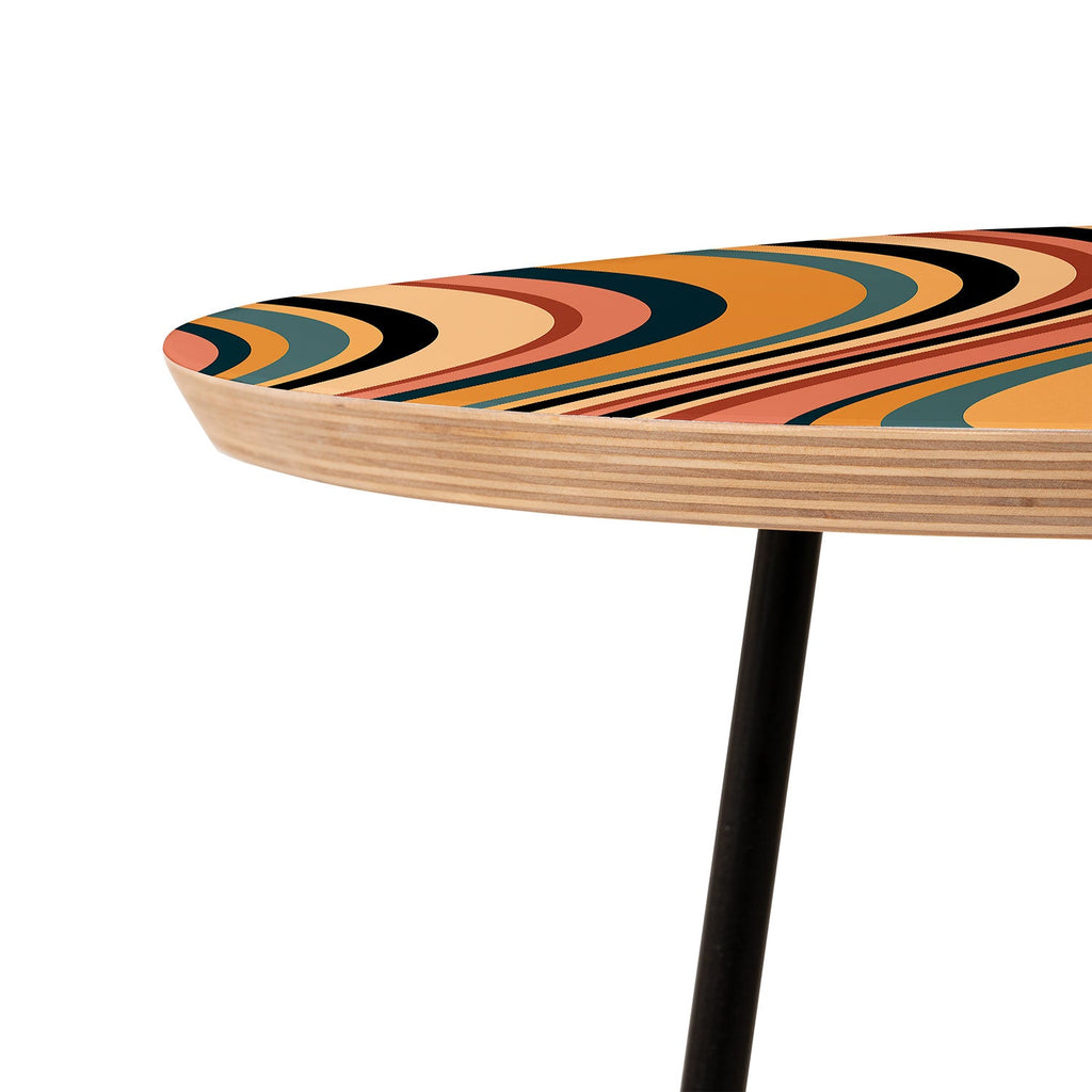 Colour Poems Wavy Retro Stripes I Round Side Table