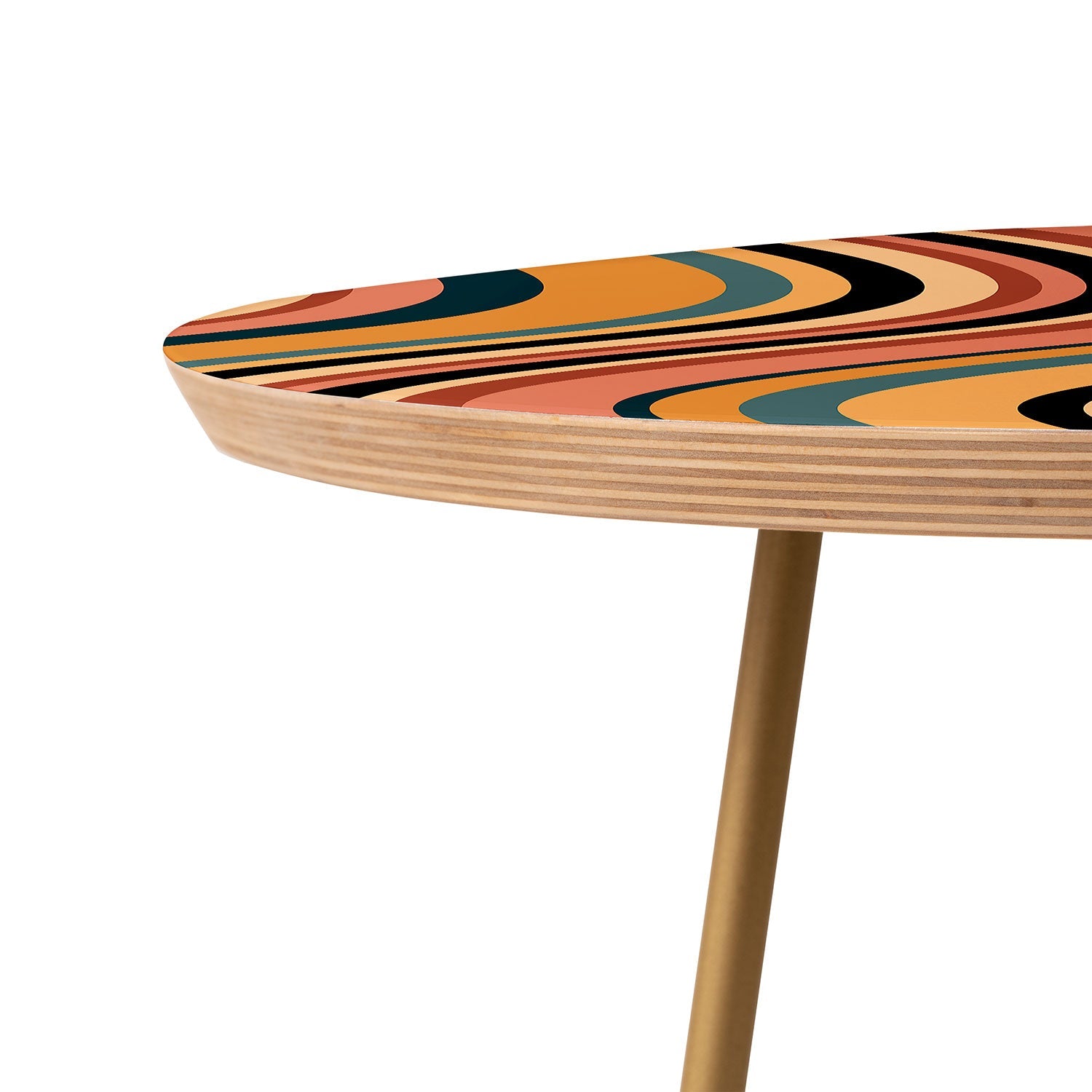 Colour Poems Wavy Retro Stripes I Round Side Table