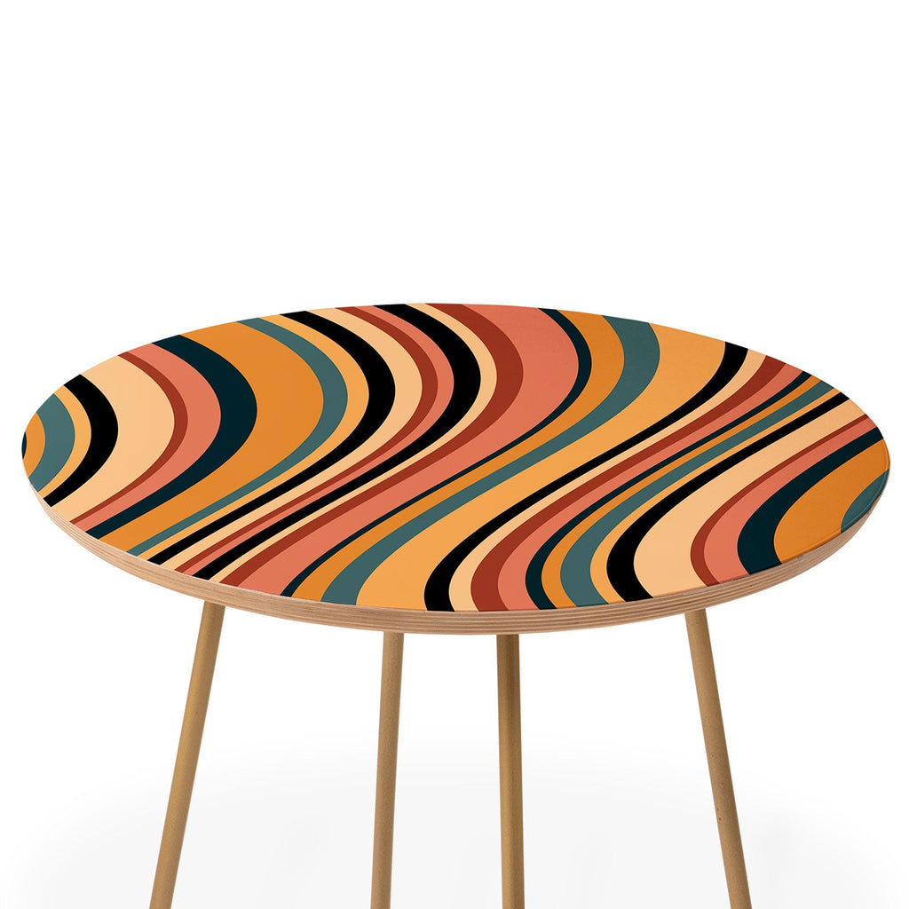 Colour Poems Wavy Retro Stripes I Round Side Table