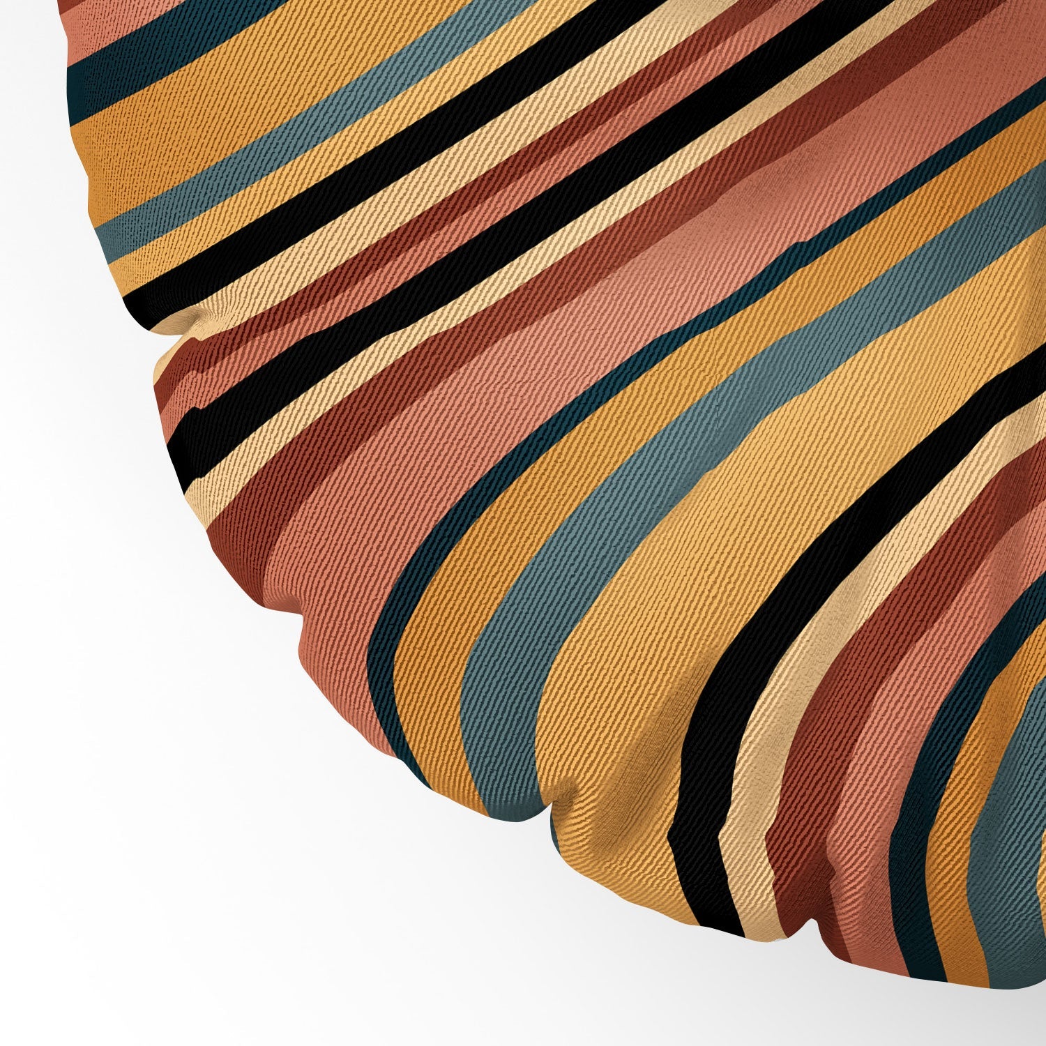 Colour Poems Wavy Retro Stripes I Floor Pillow Round