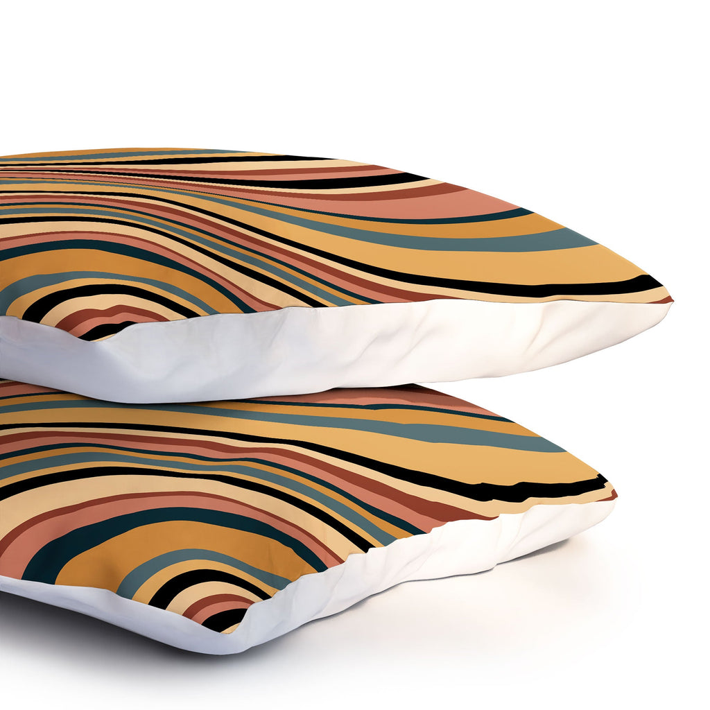 Colour Poems Wavy Retro Stripes I Pillow Shams