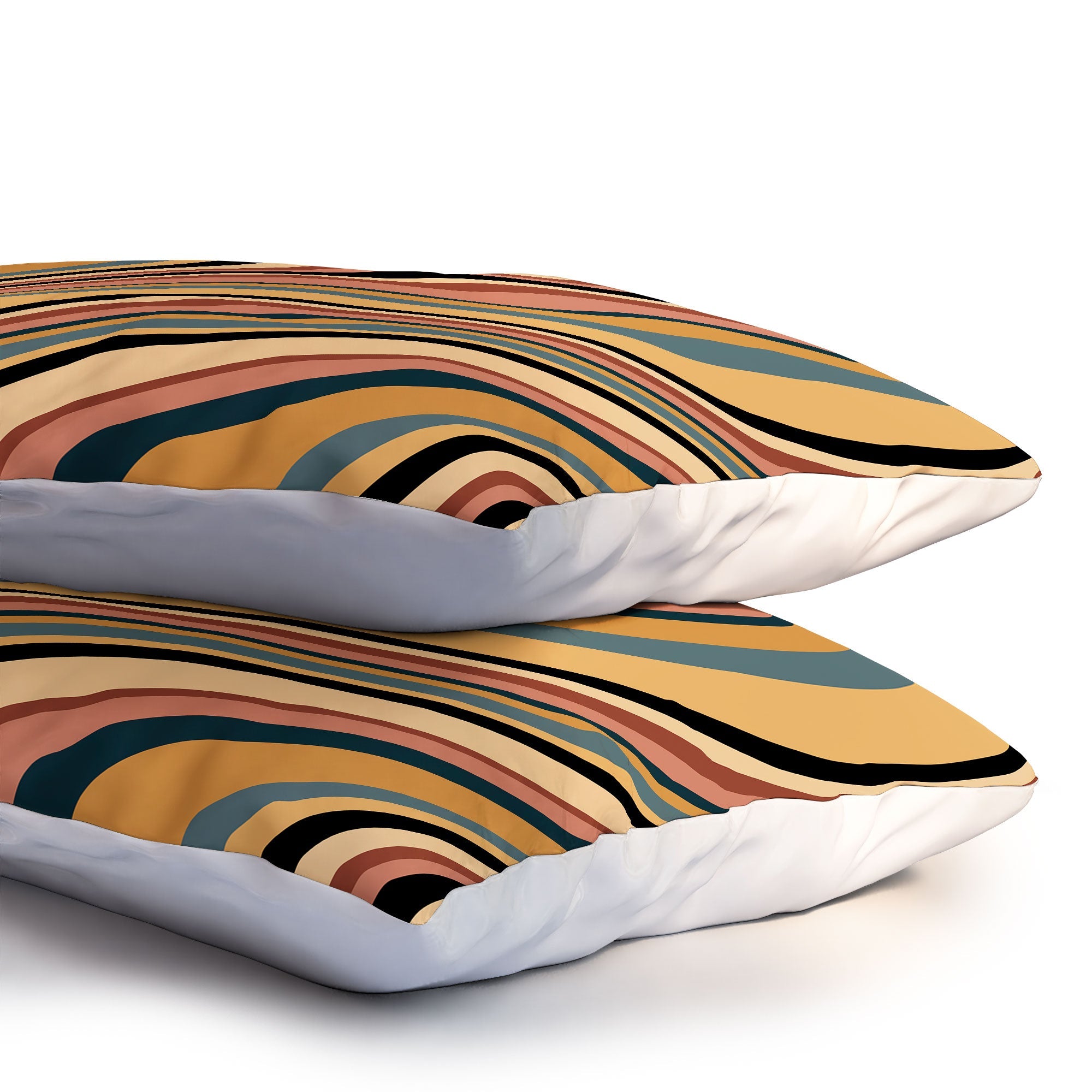 Colour Poems Wavy Retro Stripes I Pillow Shams