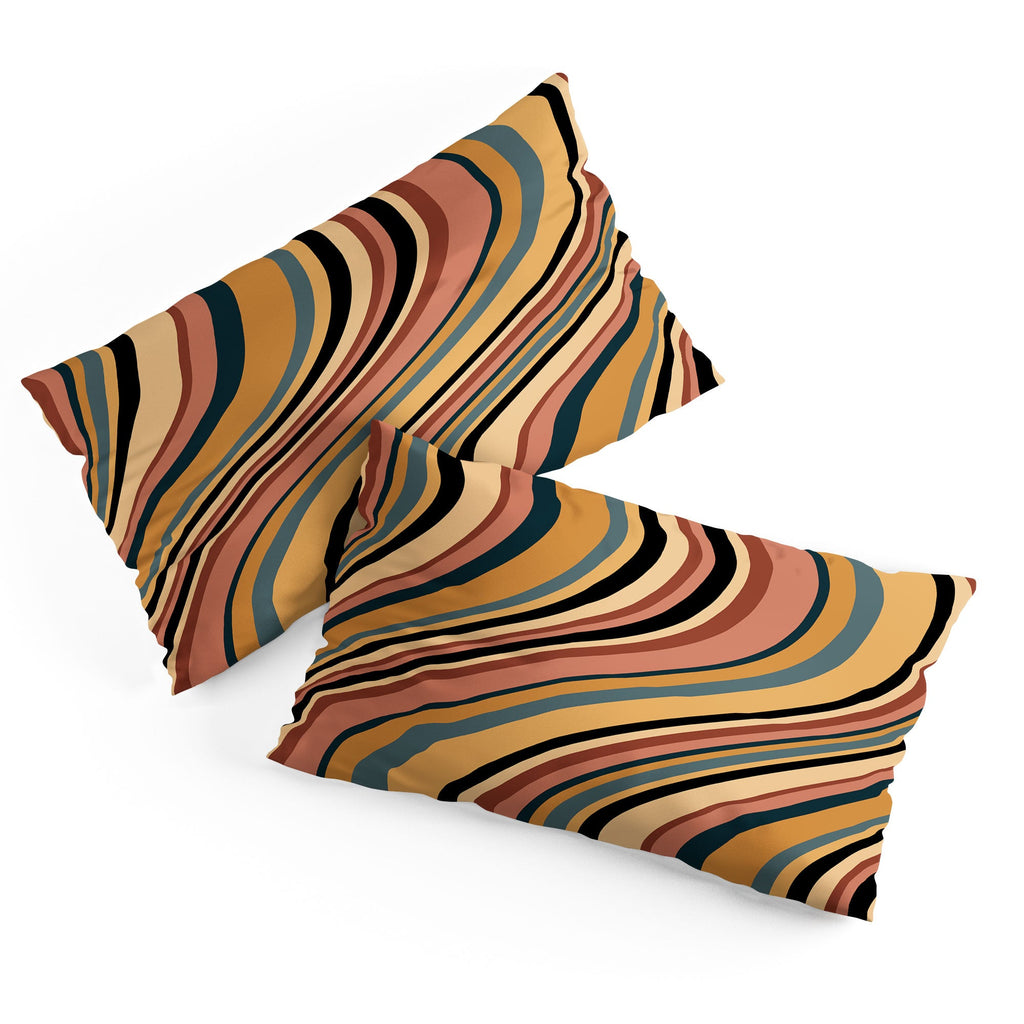 Colour Poems Wavy Retro Stripes I Pillow Shams