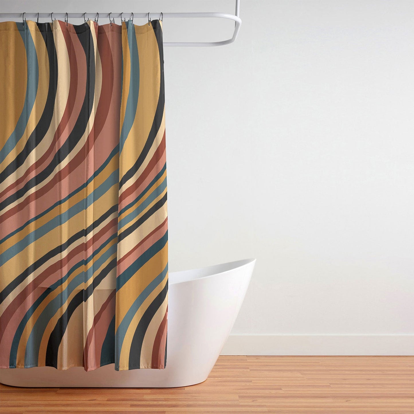 Colour Poems Wavy Retro Stripes I Shower Curtain