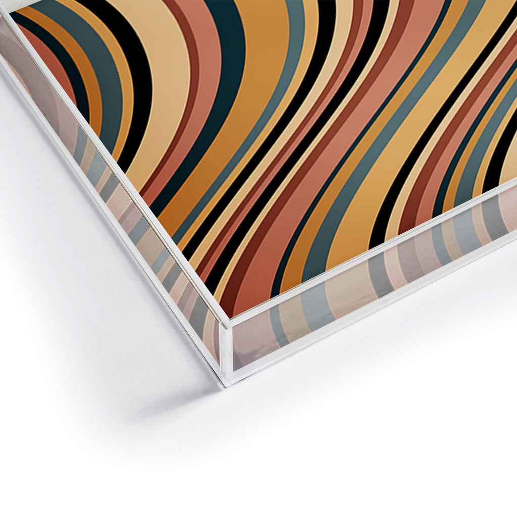 Colour Poems Wavy Retro Stripes I Acrylic Tray