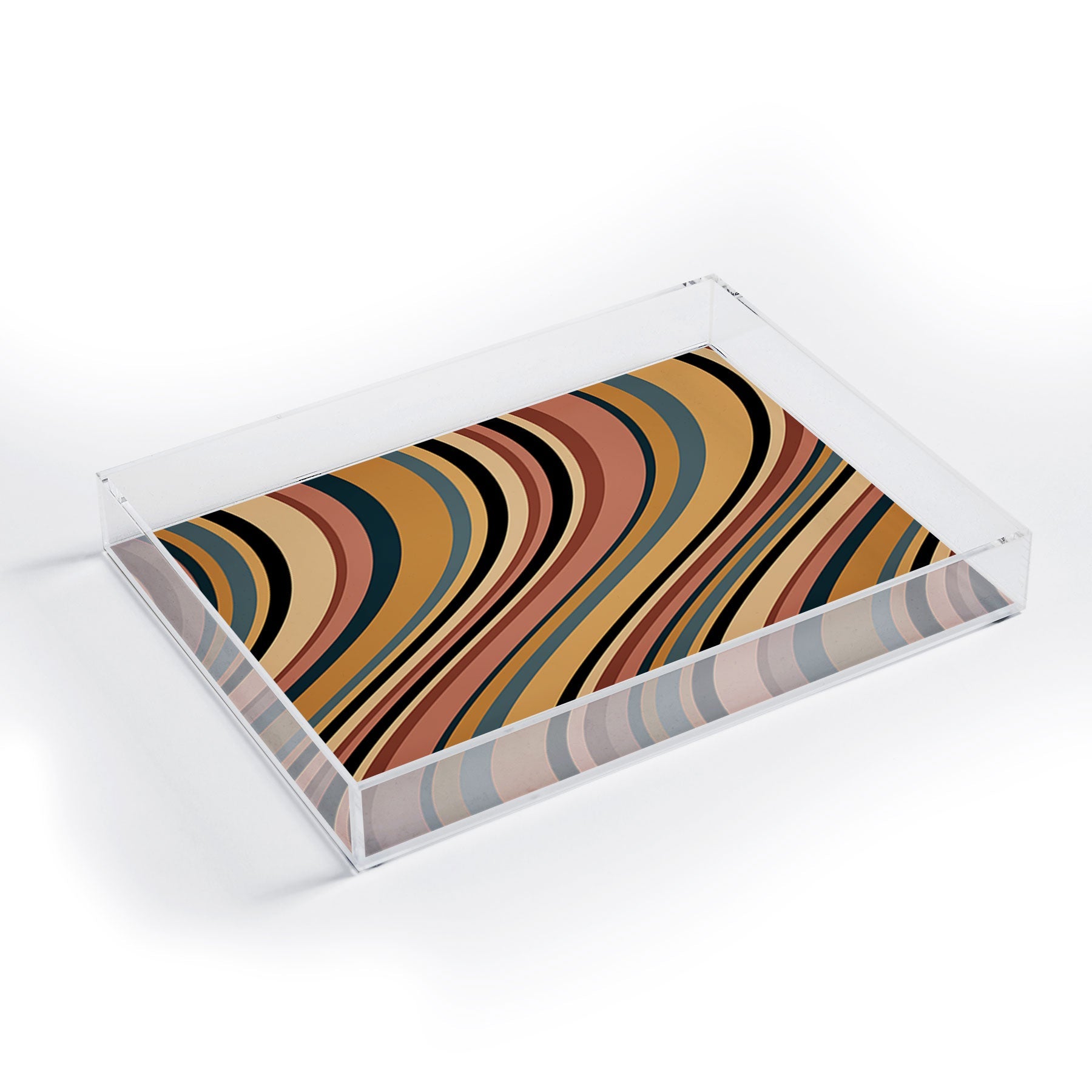 Colour Poems Wavy Retro Stripes I Acrylic Tray