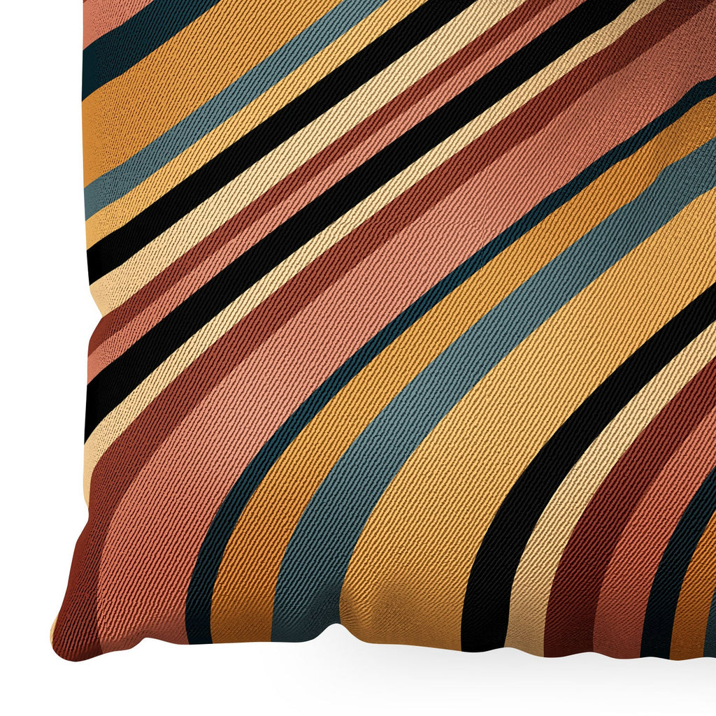 Colour Poems Wavy Retro Stripes I Floor Pillow Square