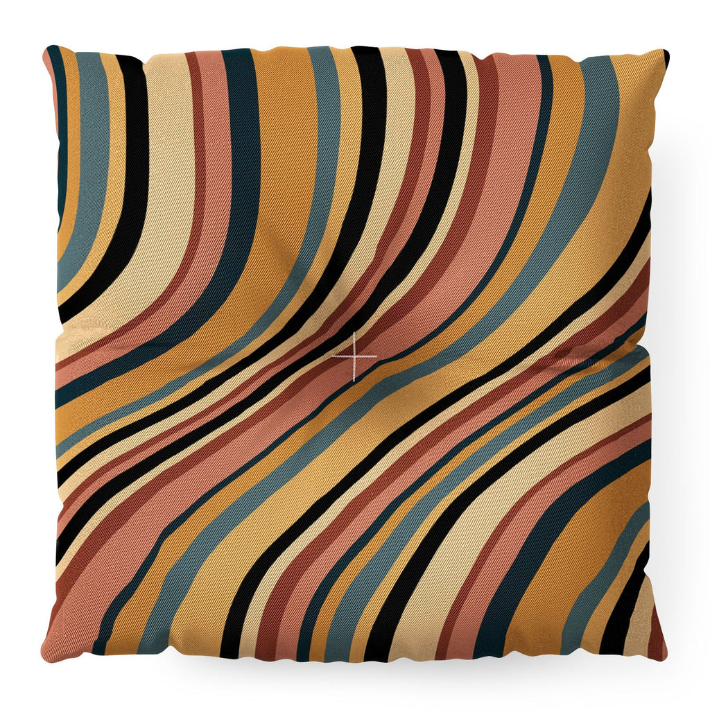 Colour Poems Wavy Retro Stripes I Floor Pillow Square