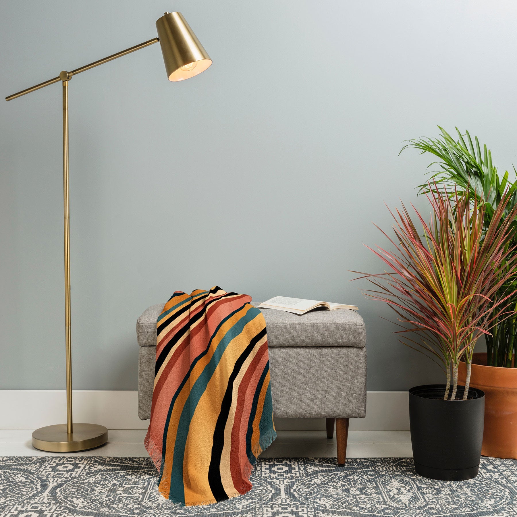 Colour Poems Wavy Retro Stripes I Throw Blanket