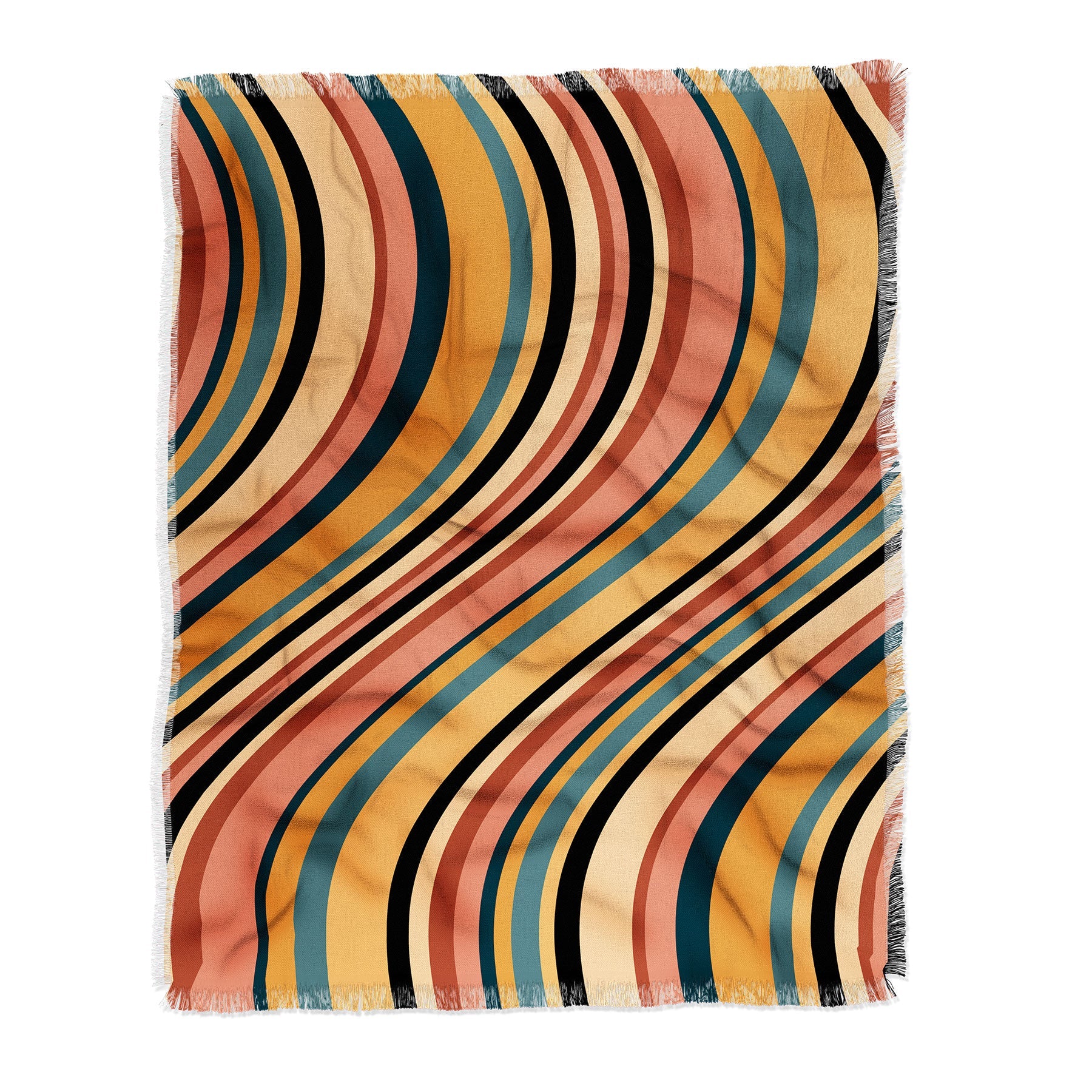 Colour Poems Wavy Retro Stripes I Throw Blanket