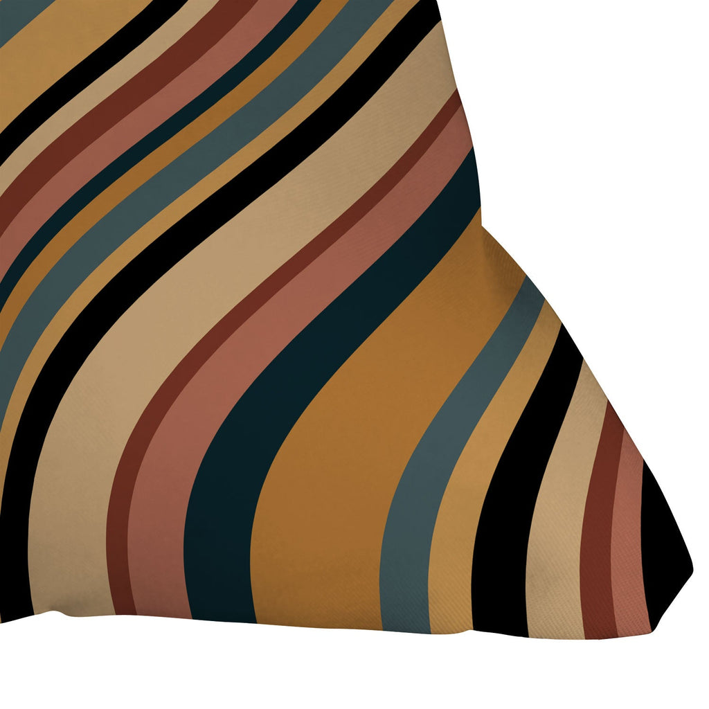 Colour Poems Wavy Retro Stripes I Outdoor Throw Pillow