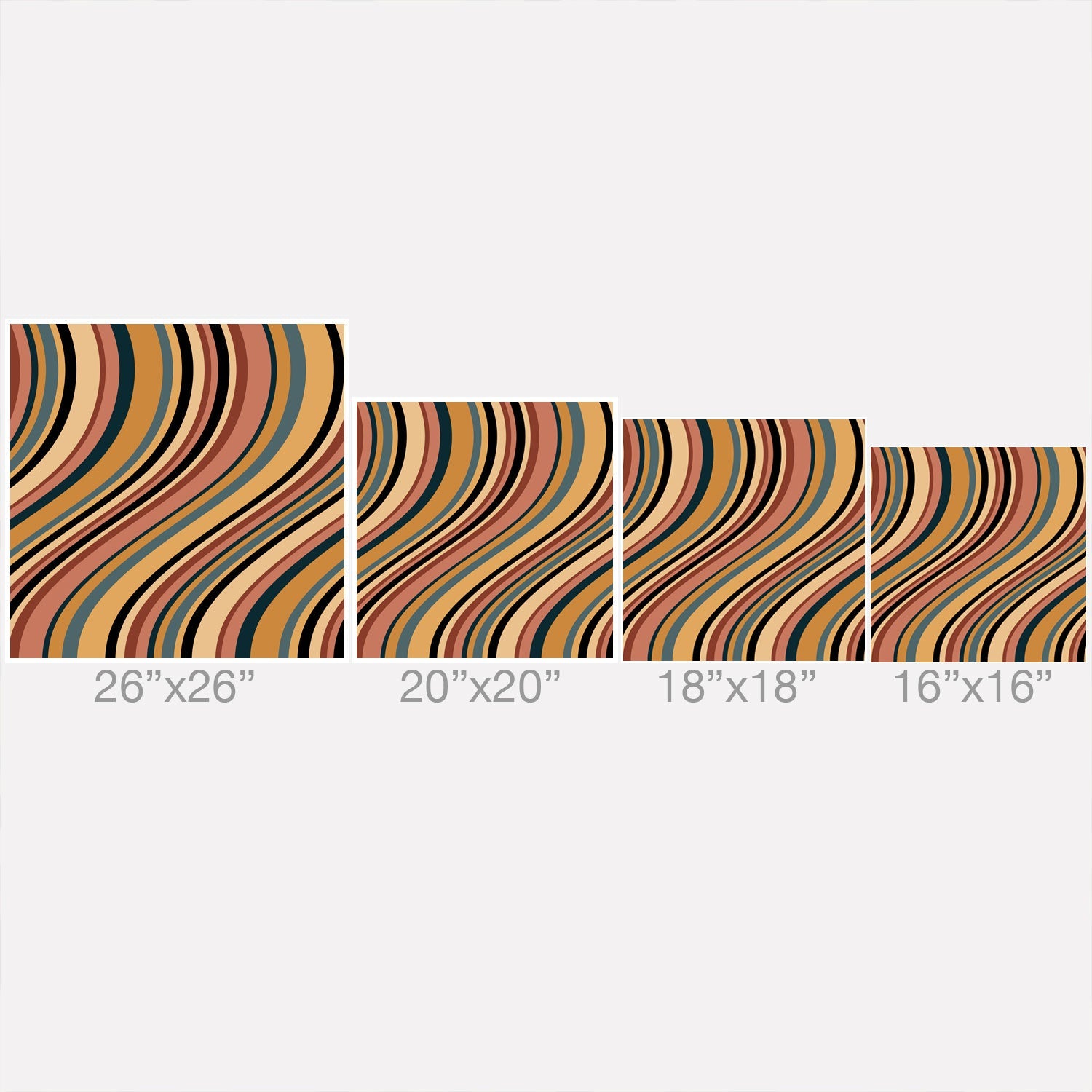Colour Poems Wavy Retro Stripes I Outdoor Throw Pillow