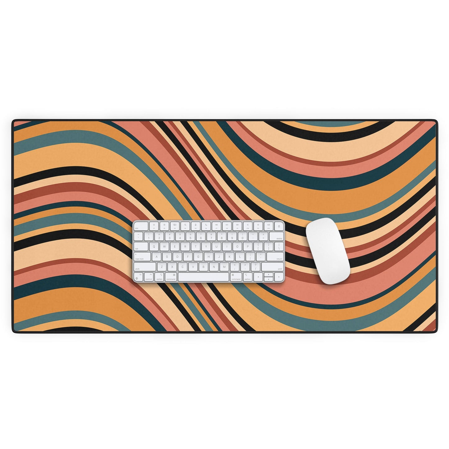 Colour Poems Wavy Retro Stripes I Desk Mat