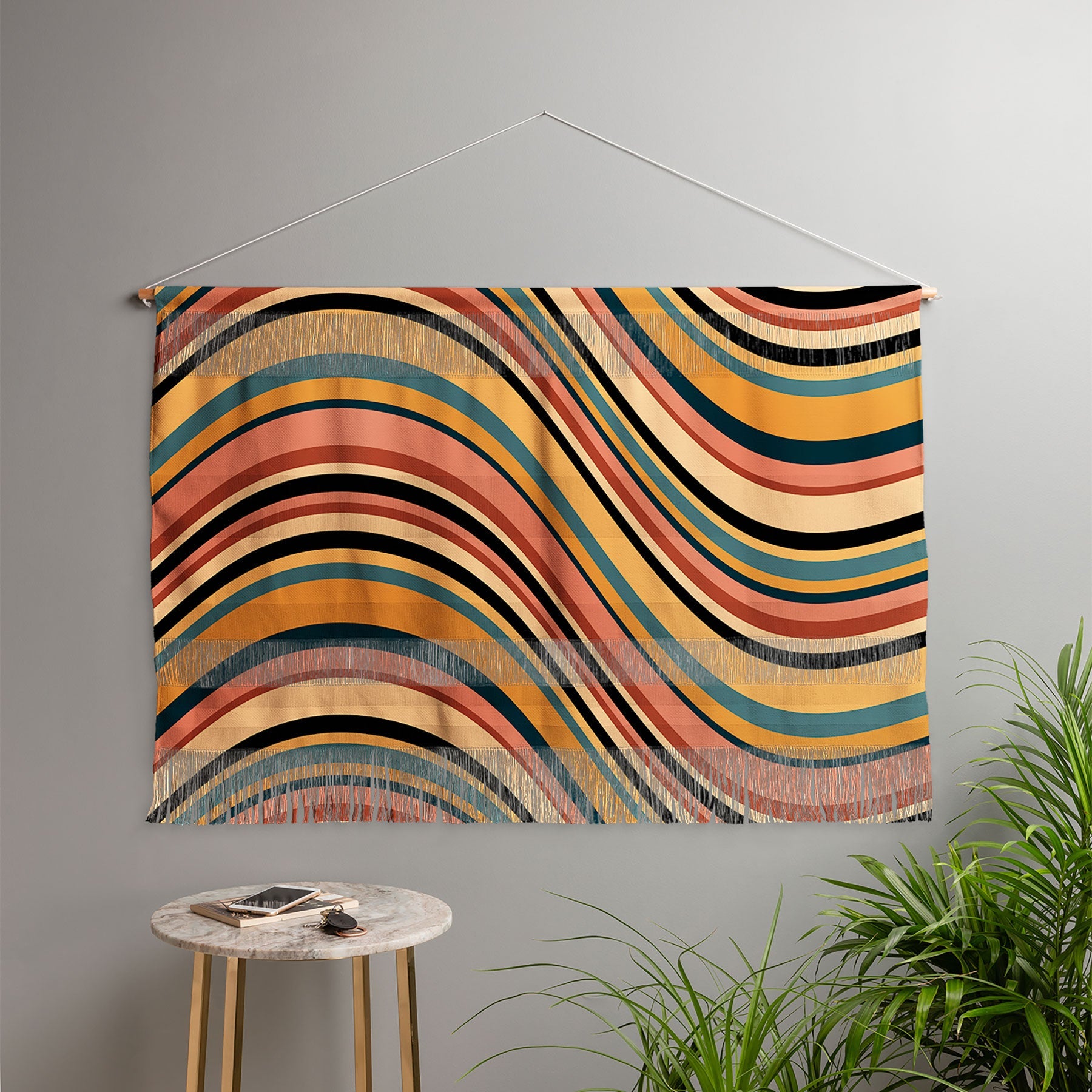 Colour Poems Wavy Retro Stripes I Wall Hanging Landscape
