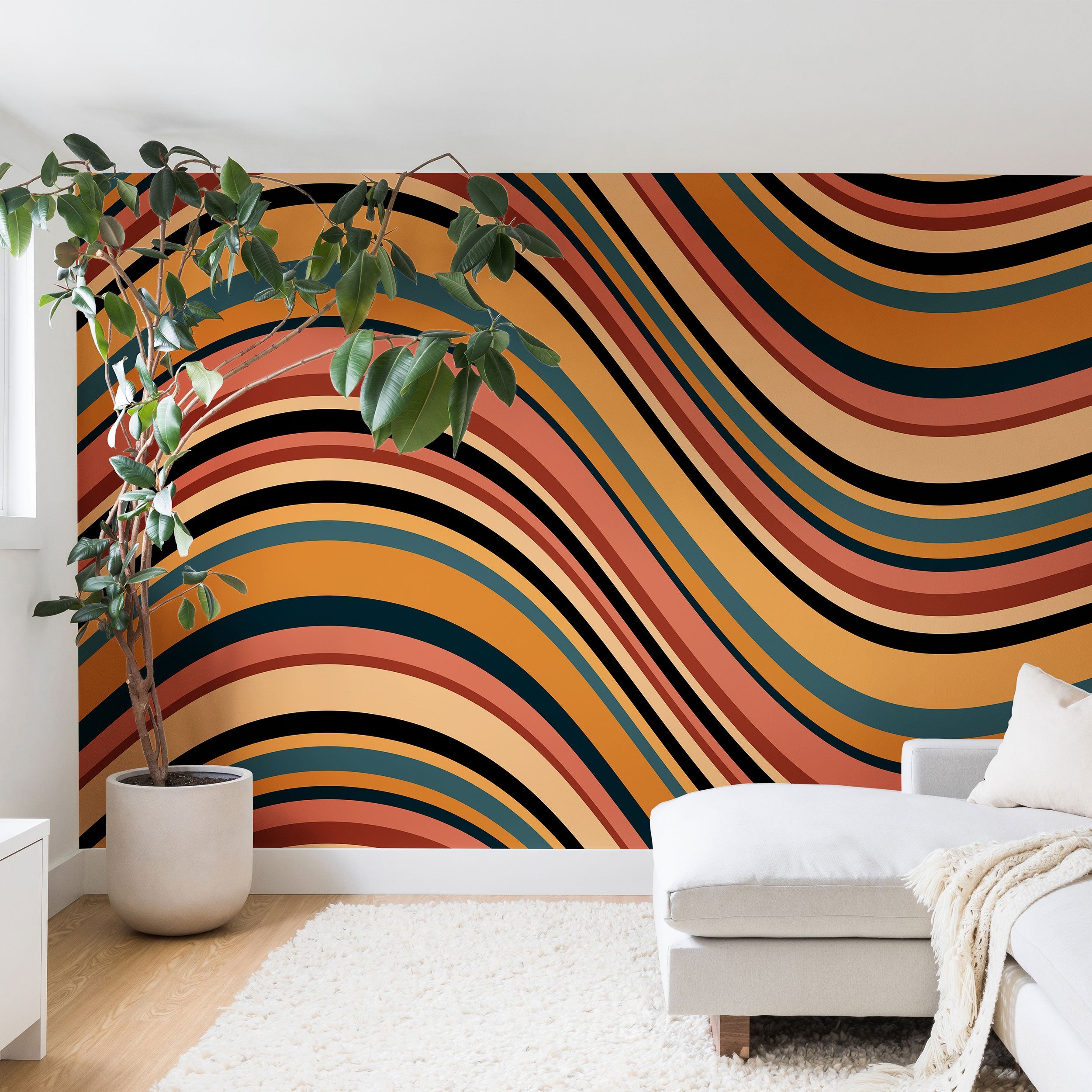 Colour Poems Wavy Retro Stripes I Wall Mural