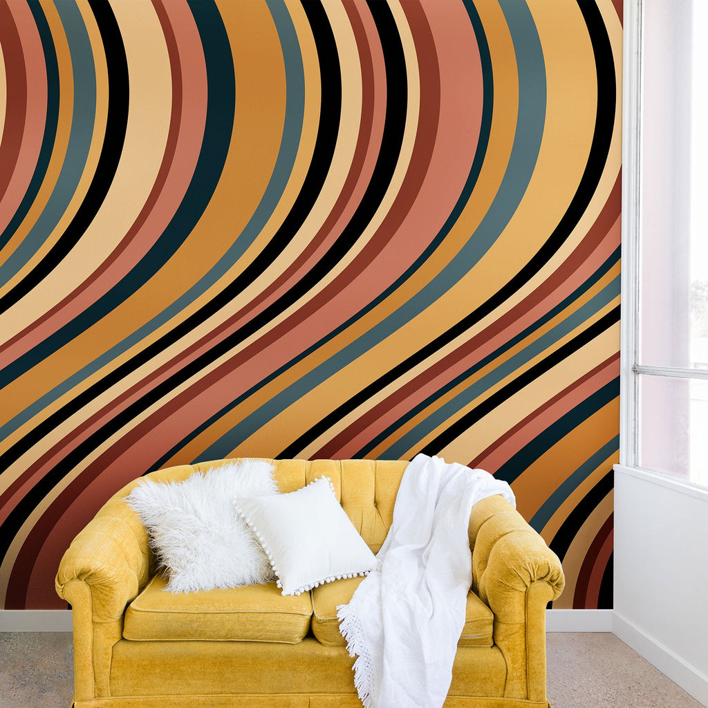 Colour Poems Wavy Retro Stripes I Wall Mural