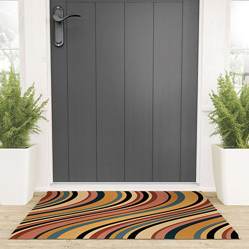 Colour Poems Wavy Retro Stripes I Welcome Mat