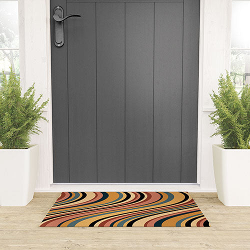 Colour Poems Wavy Retro Stripes I Welcome Mat