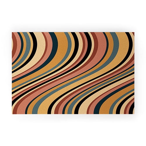 Colour Poems Wavy Retro Stripes I Welcome Mat