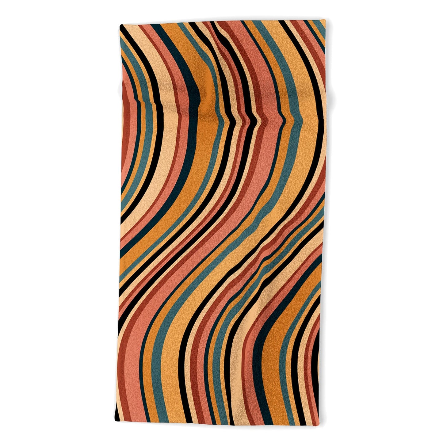 Colour Poems Wavy Retro Stripes I Beach Towel