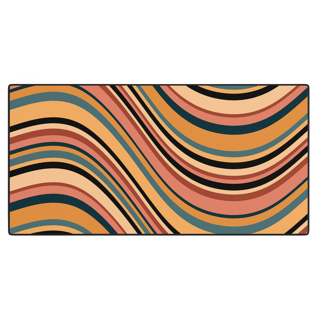 Colour Poems Wavy Retro Stripes I Desk Mat