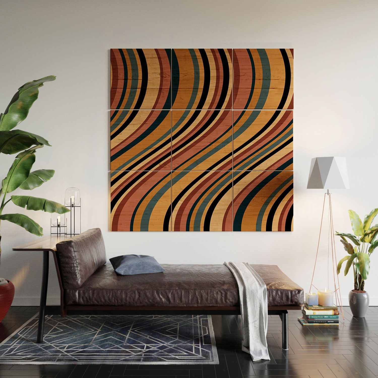 Colour Poems Wavy Retro Stripes I Wood Wall Mural