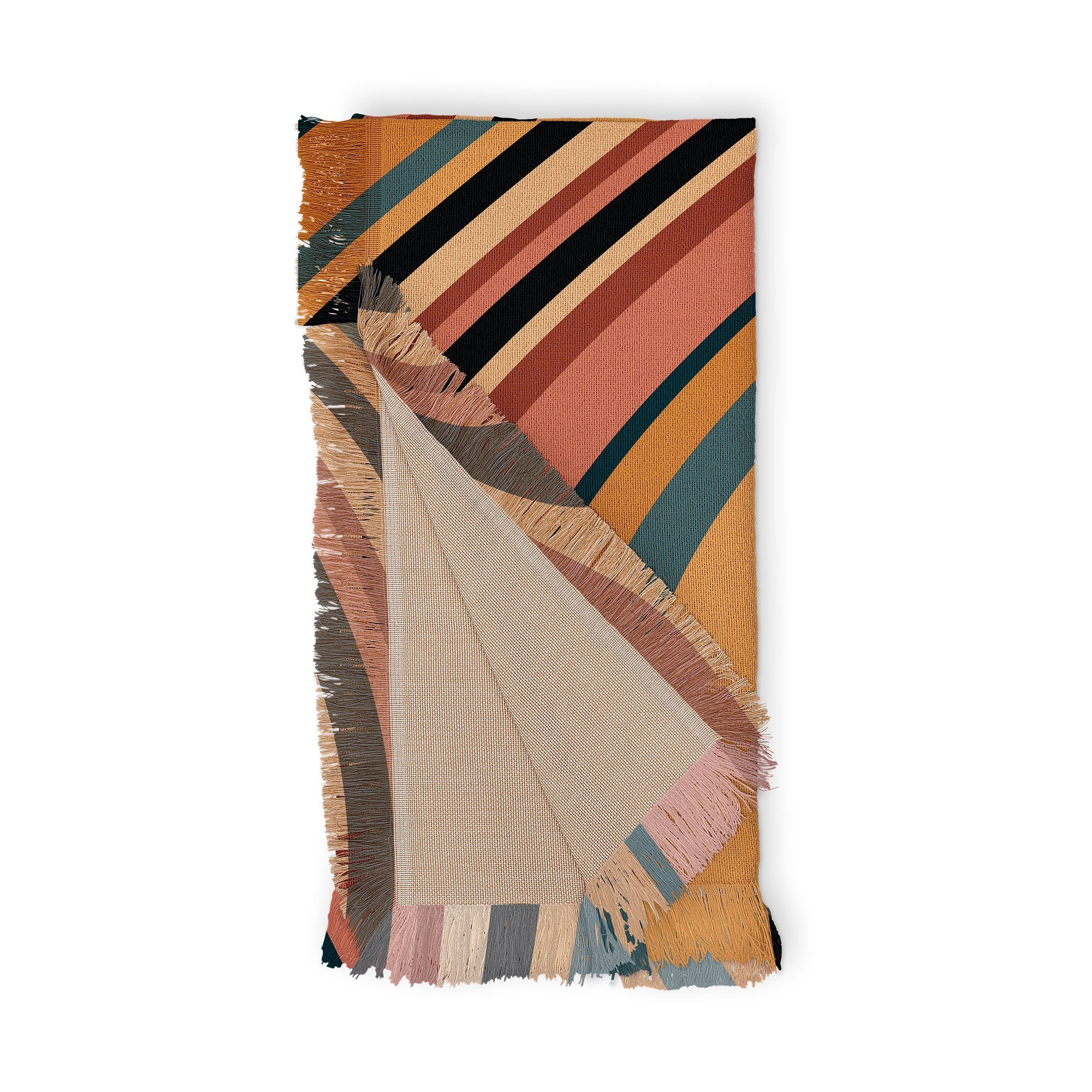 Colour Poems Wavy Retro Stripes I Throw Blanket