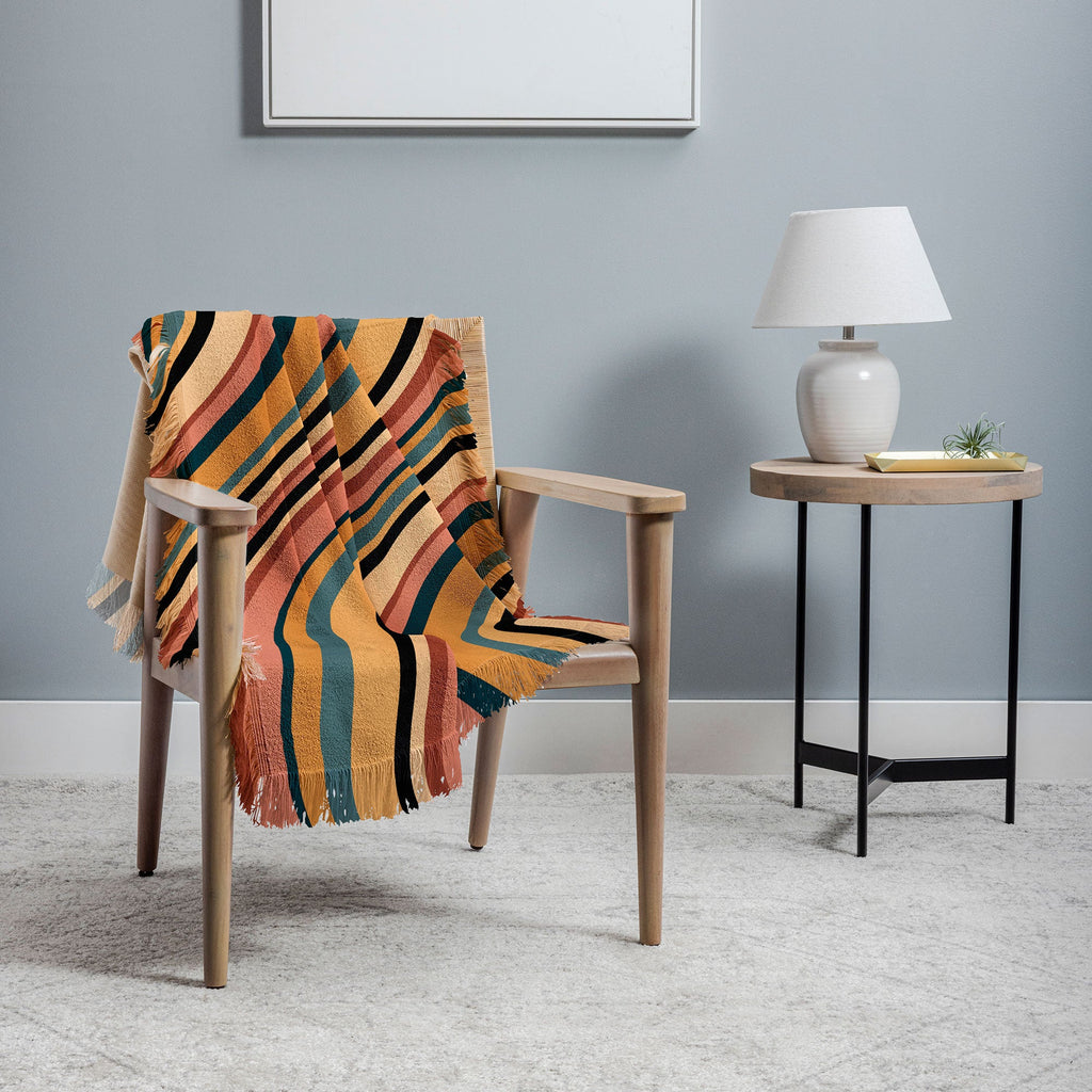 Colour Poems Wavy Retro Stripes I Throw Blanket