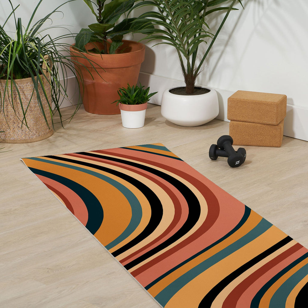 Colour Poems Wavy Retro Stripes I Yoga Mat
