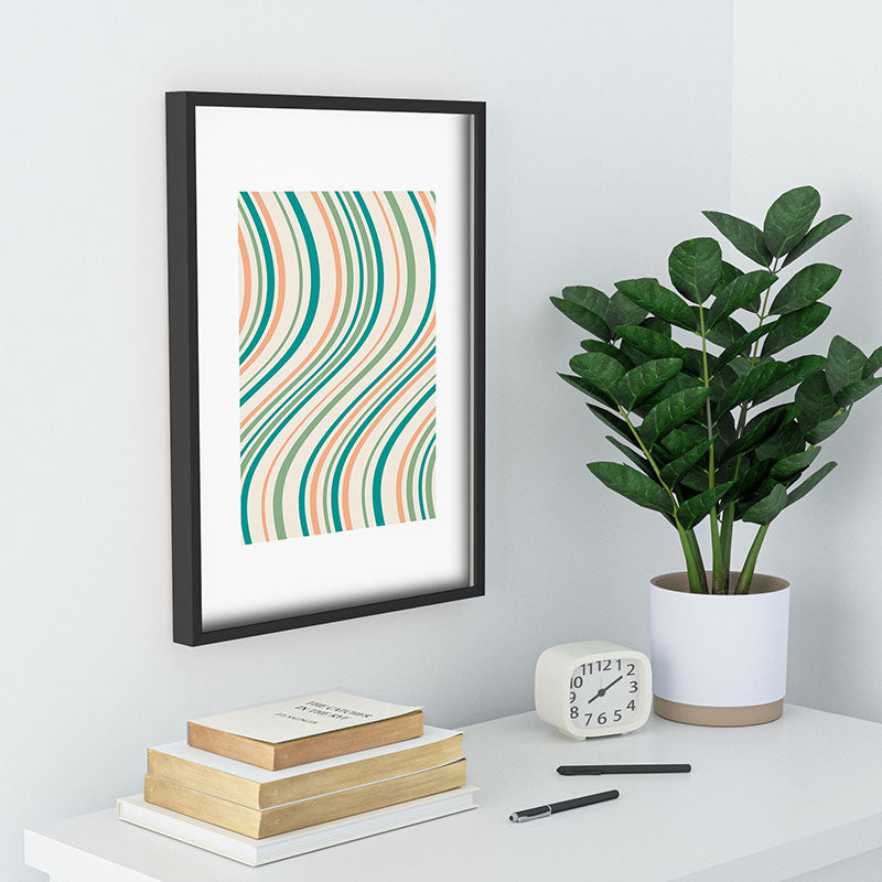 Colour Poems Wavy Retro Stripes II Recessed Framing Rectangle