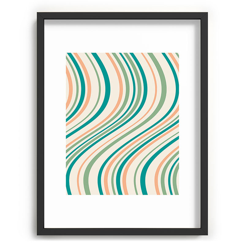 Colour Poems Wavy Retro Stripes II Recessed Framing Rectangle