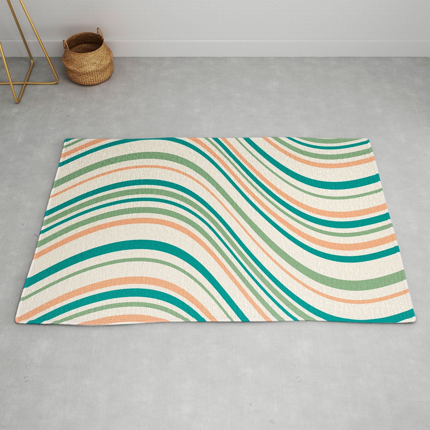 Colour Poems Wavy Retro Stripes II Area Rug