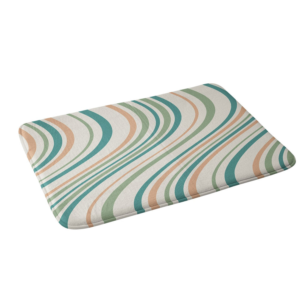 Colour Poems Wavy Retro Stripes II Memory Foam Bath Mat