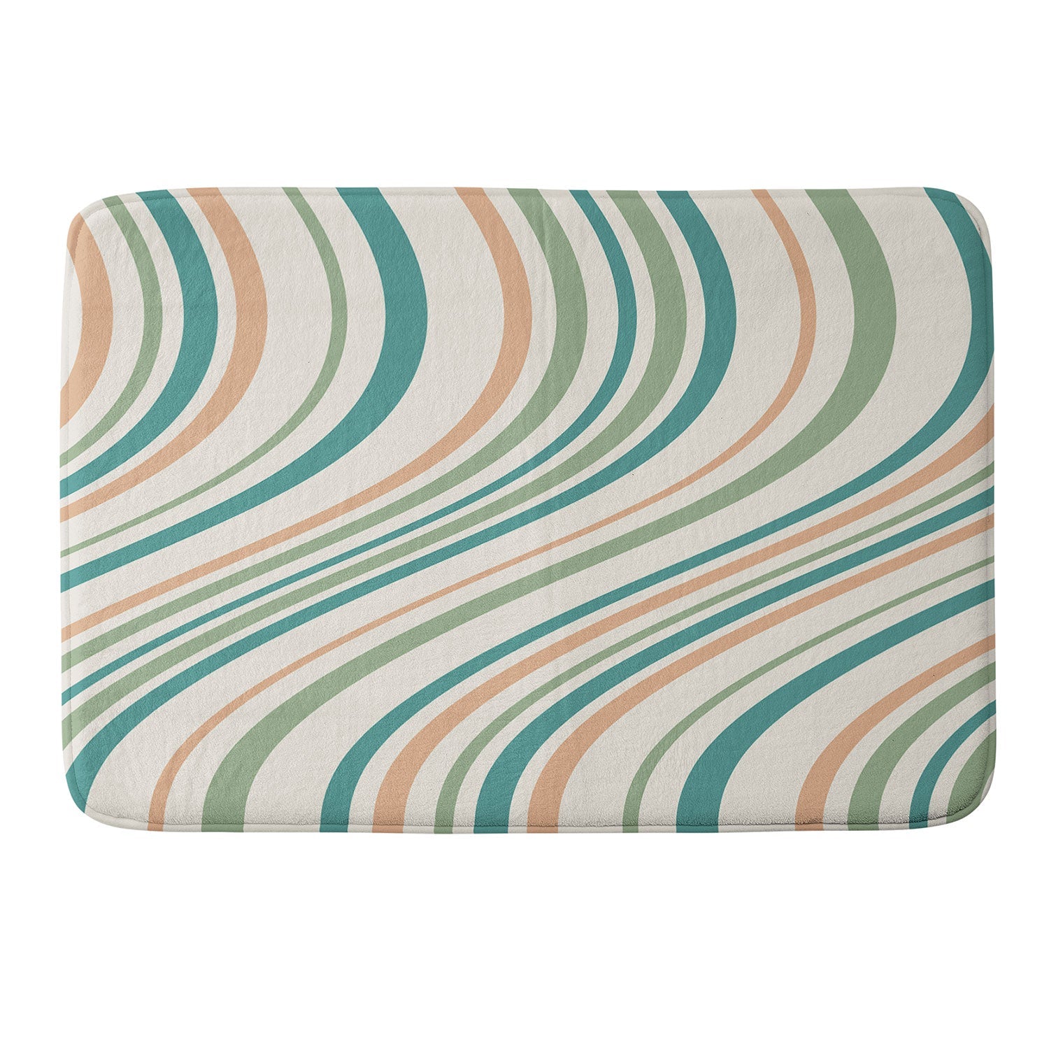 Colour Poems Wavy Retro Stripes II Memory Foam Bath Mat