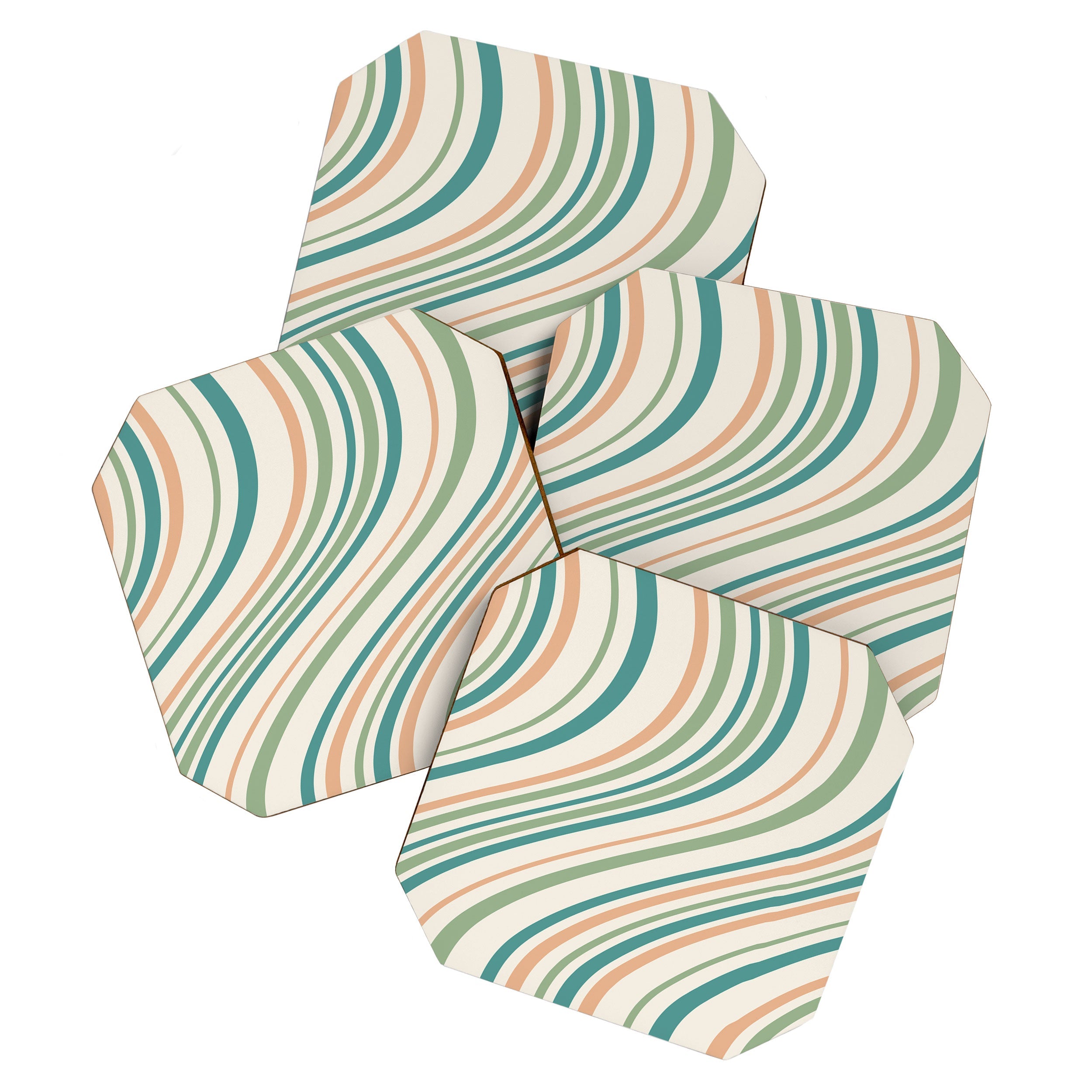 Colour Poems Wavy Retro Stripes II Coaster Set
