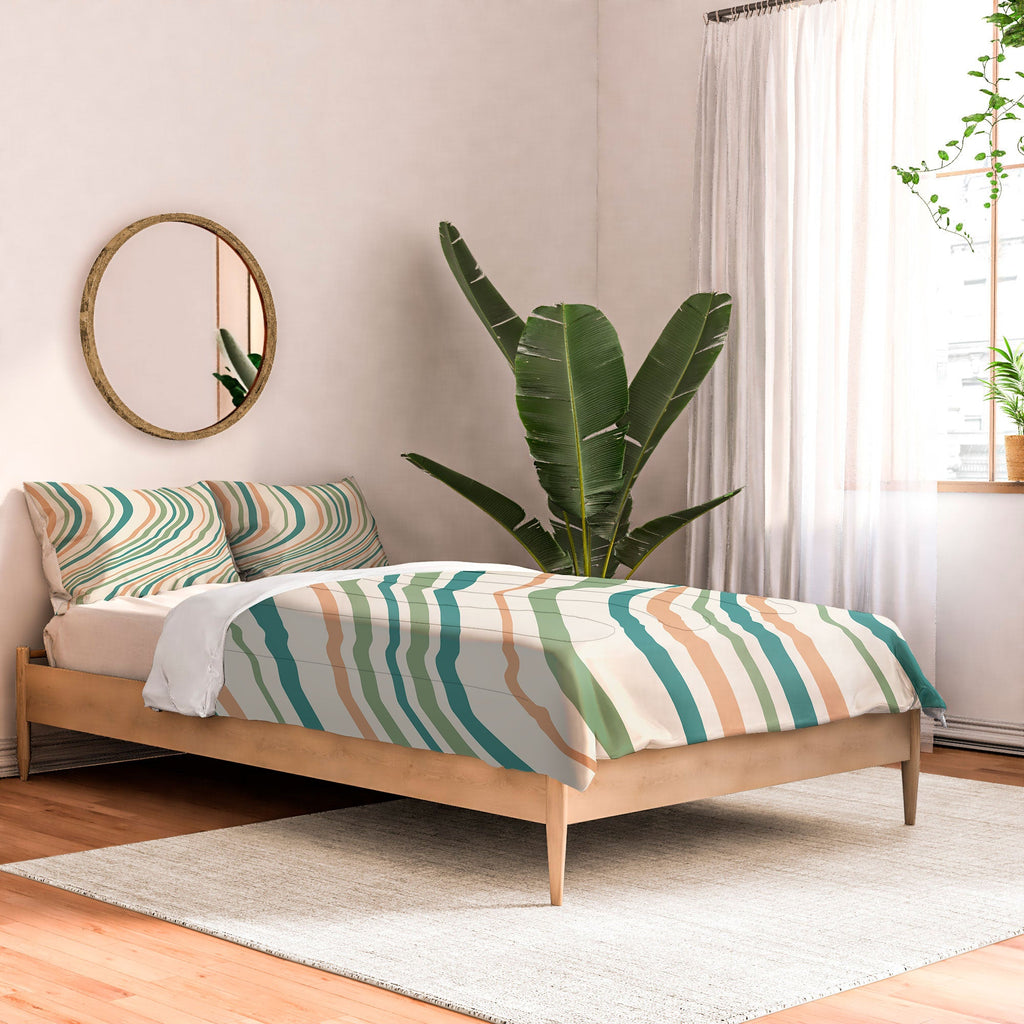 Colour Poems Wavy Retro Stripes II Comforter