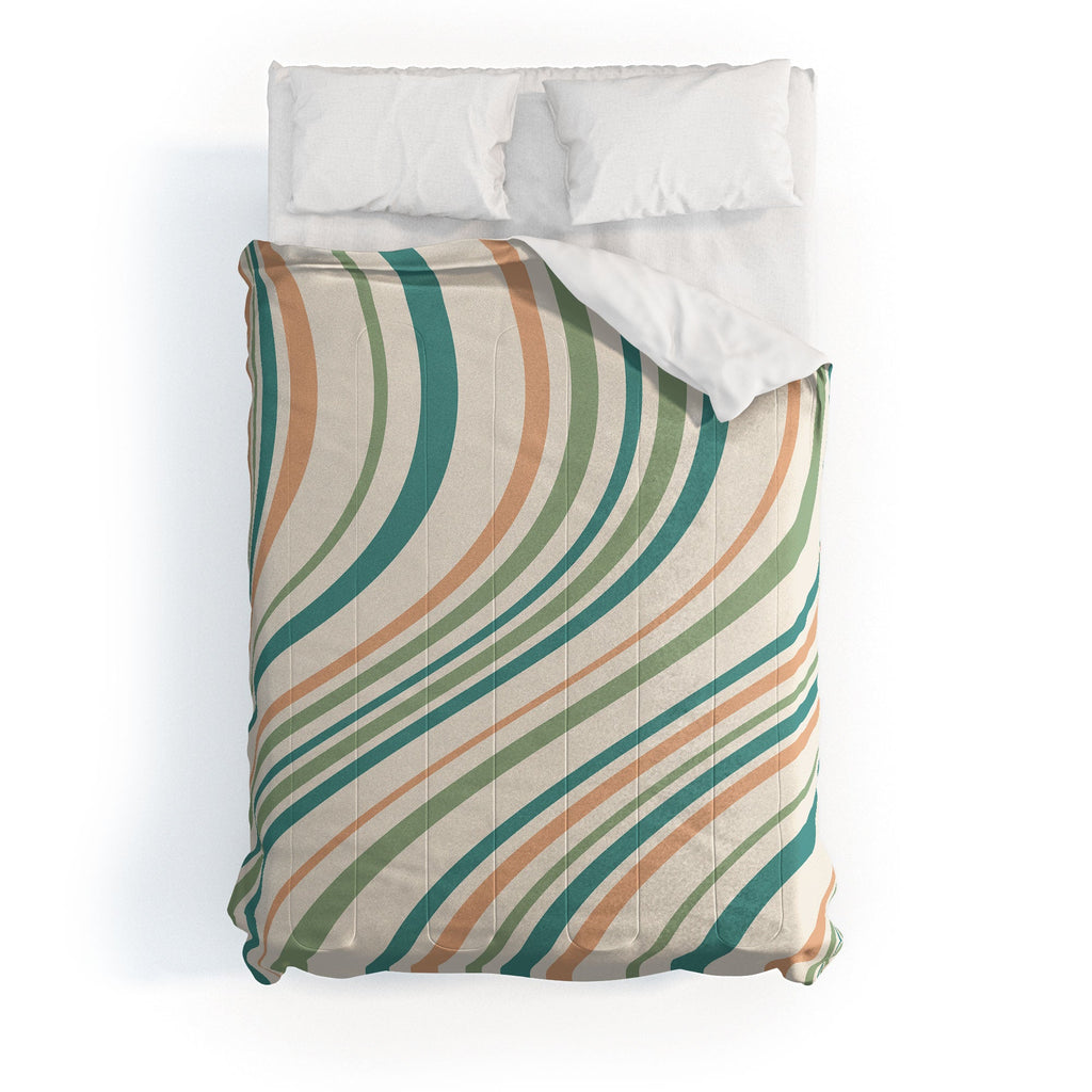 Colour Poems Wavy Retro Stripes II Comforter
