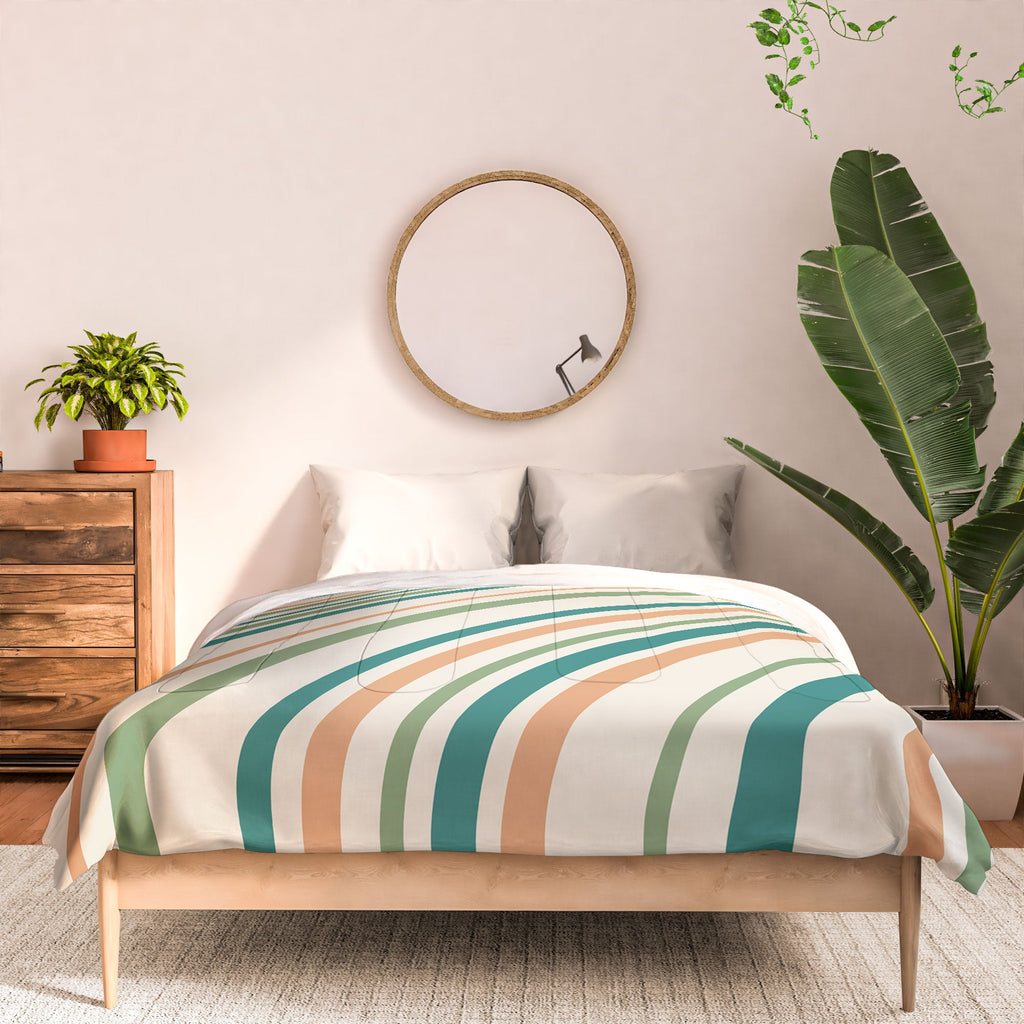 Colour Poems Wavy Retro Stripes II Comforter