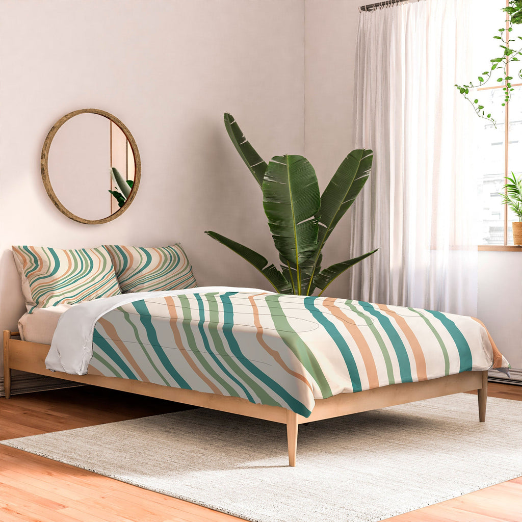 Colour Poems Wavy Retro Stripes II Comforter