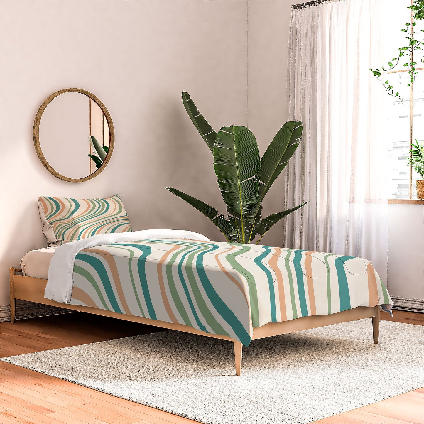 Colour Poems Wavy Retro Stripes II Comforter