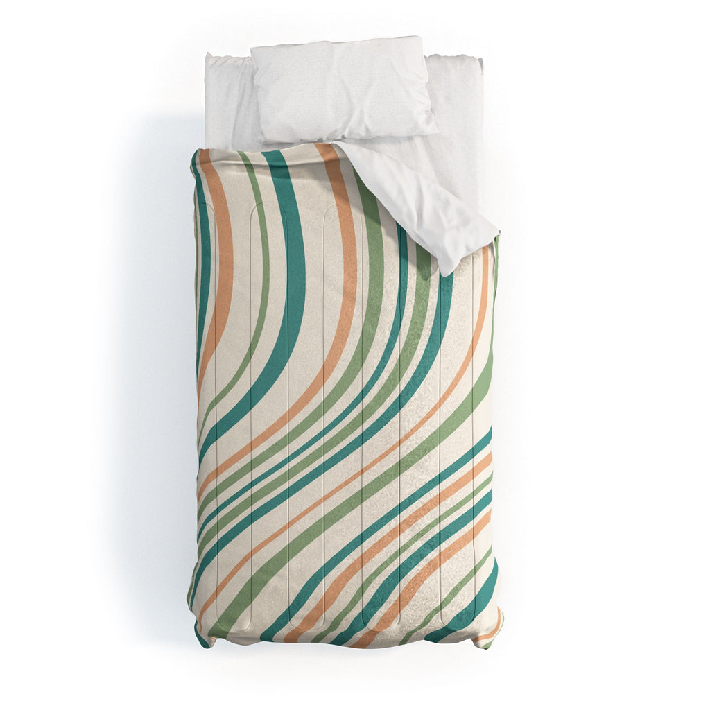Colour Poems Wavy Retro Stripes II Comforter