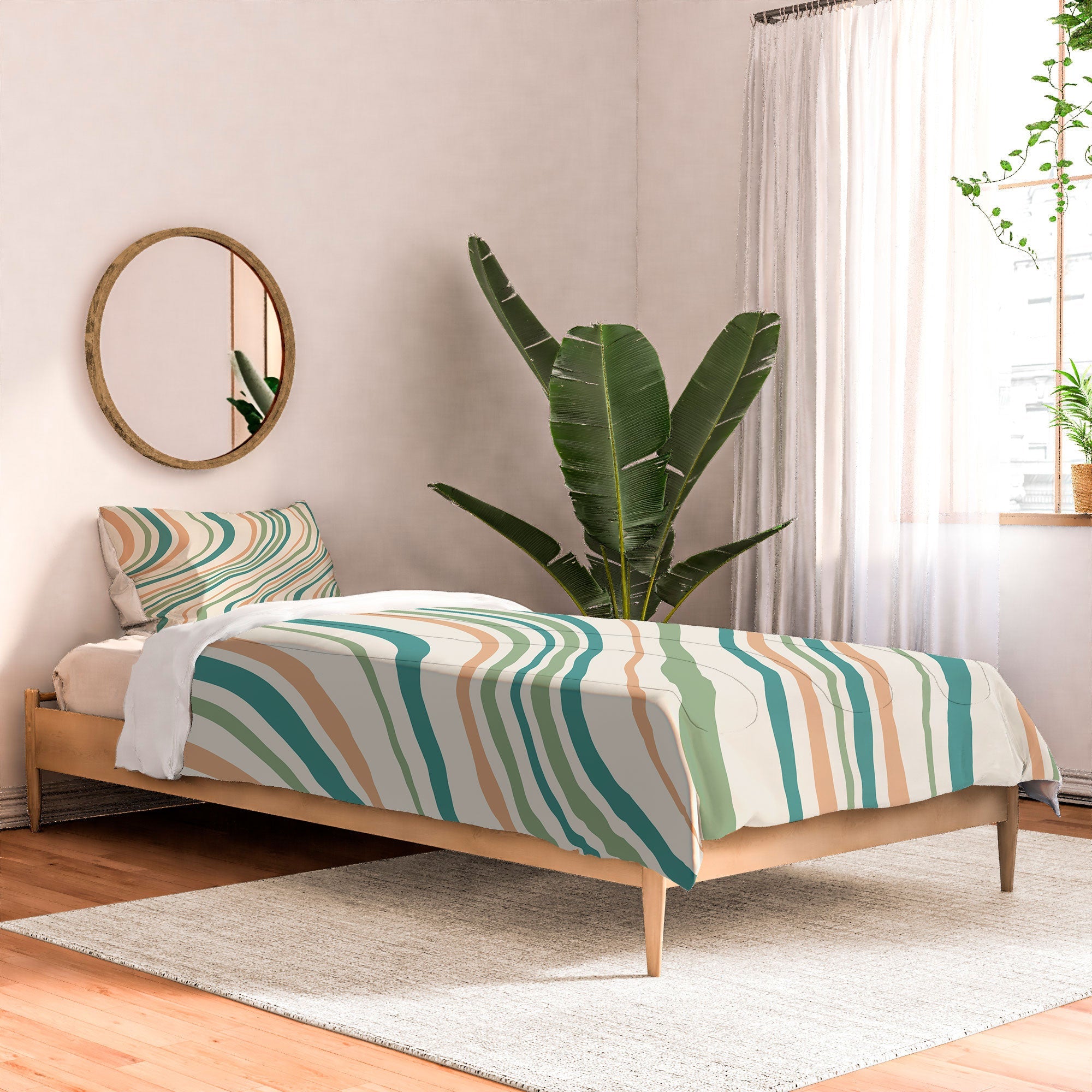 Colour Poems Wavy Retro Stripes II Comforter